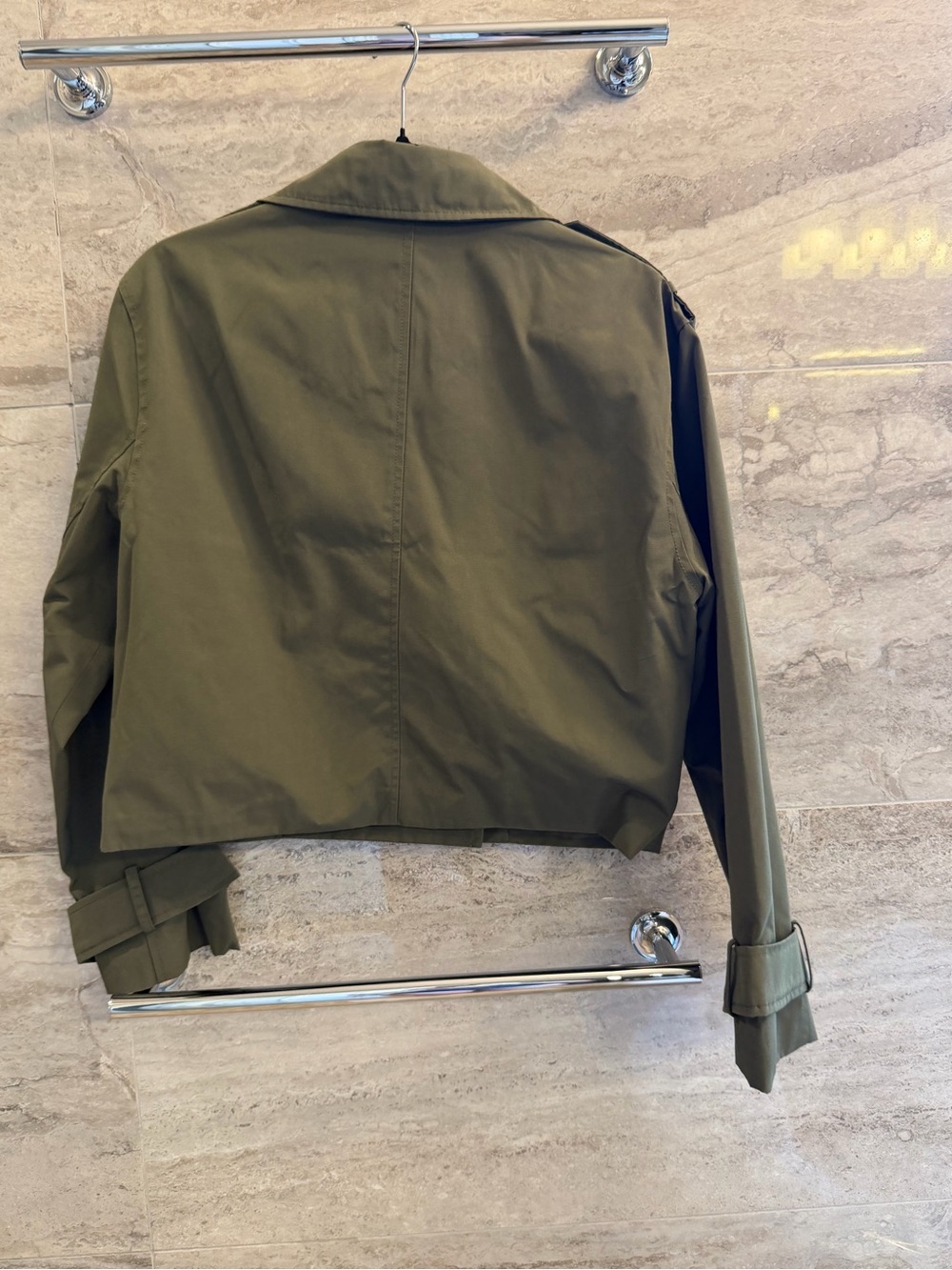 Abercrombie & Fitch Olive Green Cropped Trench Jacket - Picture 3 of 3